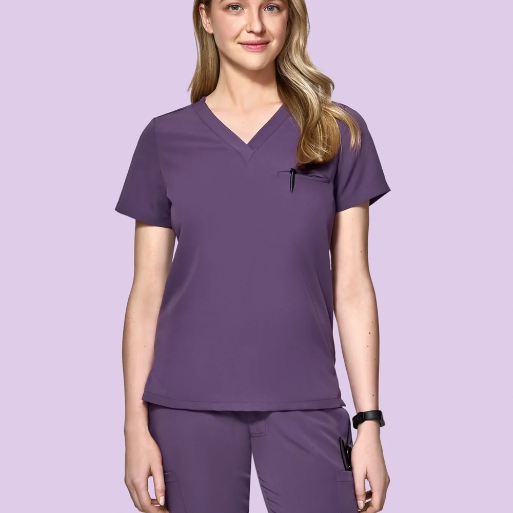 Women's Purple V-Neck Top and Bottom